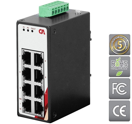 Switch Ethernet industrial de 8 puertos, de dos filas CETU-0800