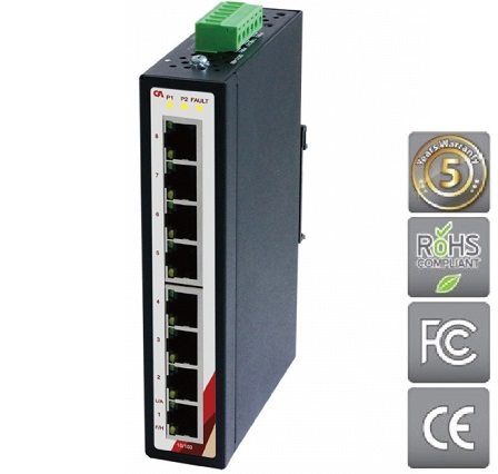 Switch Ethernet industrial de 8 puertos ETU-0800-T